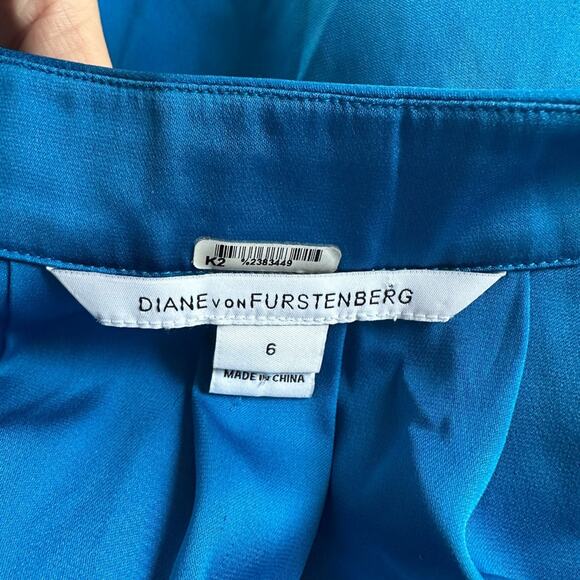 Diane Von Furstenberg Cahil Blouse Silk Blue DVF Minimalist Preppy Summer Office - Picture 5 of 10
